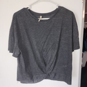 Gray Knotted Short Sleeve Top